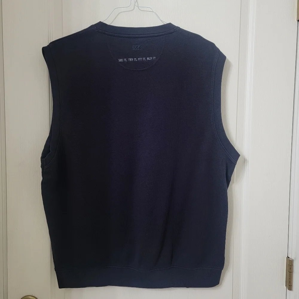 Cutter & Buck Size L Navy Blue V Neck Golf Vest, Excellent Used Condition